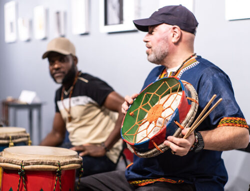 Junior Racine Mapou & Markus Schwartz teach drumming for second Haiti X New York event of the year