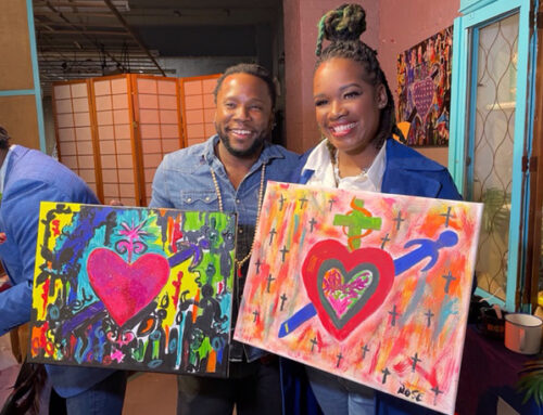 The Community Celebrates Valentines Day For Sip N Paint Event With Harry Abilhomme